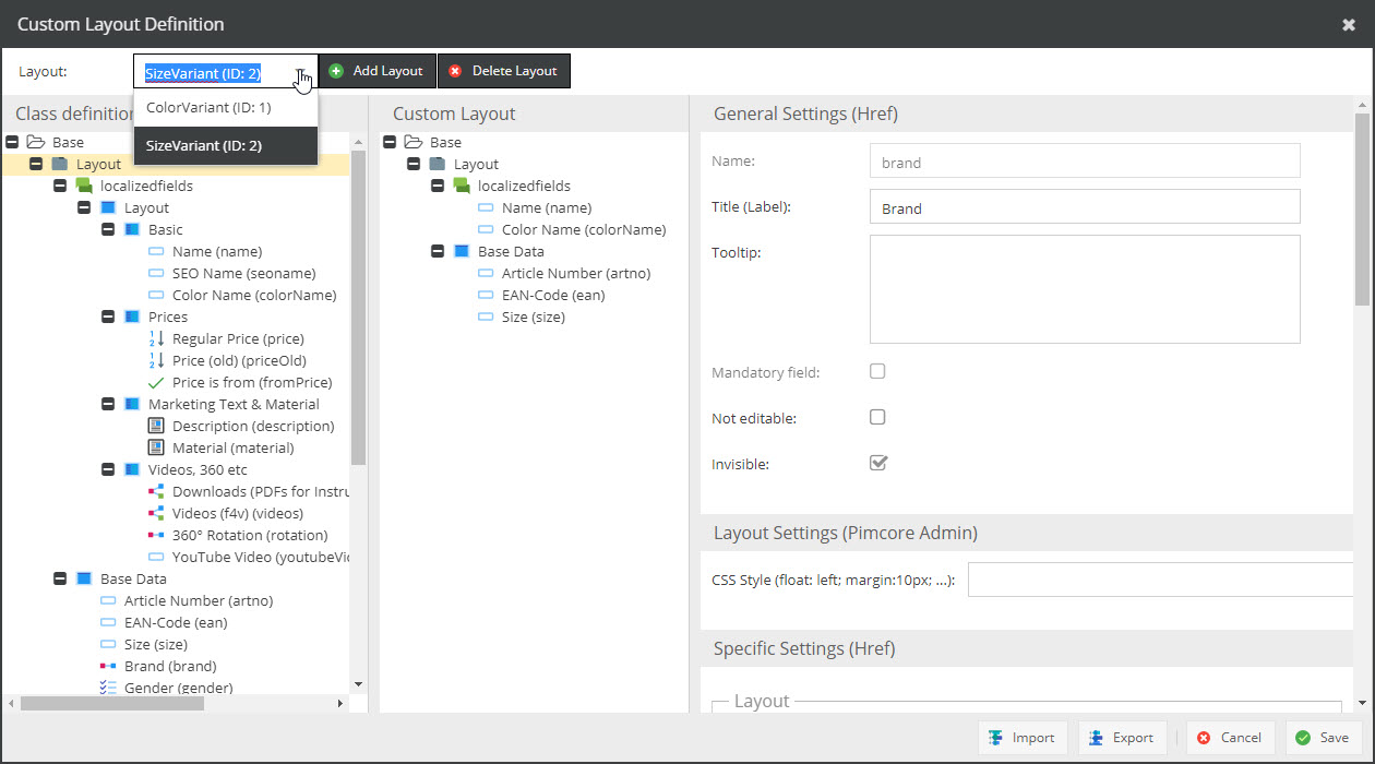 Custom Layout Definitions