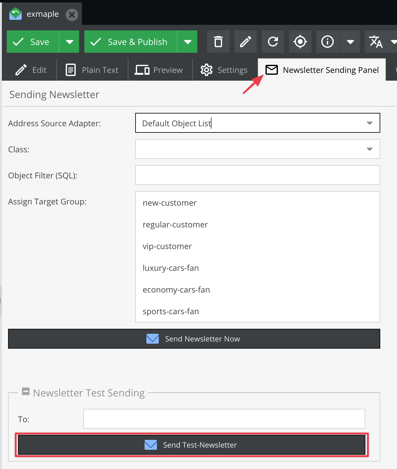 Send a test newsletter