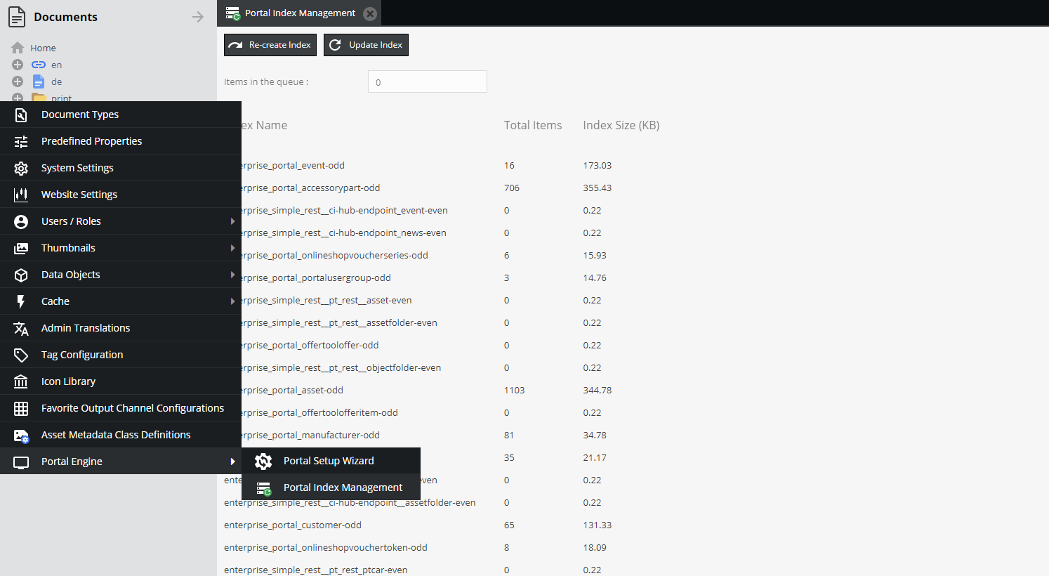 Portal Index Management
